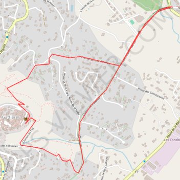 Itinéraire Carros-Gattières, distance, dénivelé, altitude, carte, profil, trace GPS