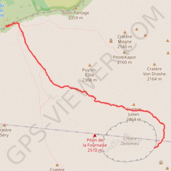 Itinéraire Piton de La Fournaise, distance, dénivelé, altitude, carte, profil, trace GPS