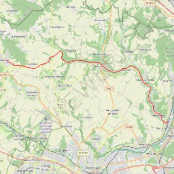 Itinéraire Ancienne voie de chemin de fer Valmondois - Marines, distance, dénivelé, altitude, carte, profil, trace GPS