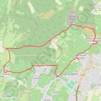 Itinéraire Footing à Givry, distance, dénivelé, altitude, carte, profil, trace GPS