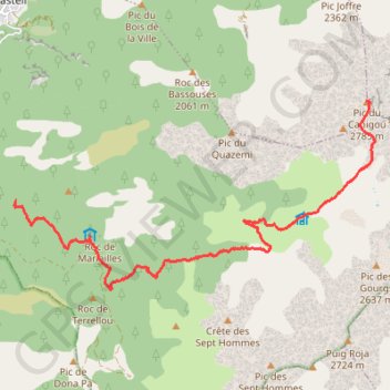 Itinéraire Pic du Canigou par Mariailles, distance, dénivelé, altitude, carte, profil, trace GPS