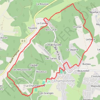 Itinéraire Champcevinel Trail 8 km, distance, dénivelé, altitude, carte, profil, trace GPS