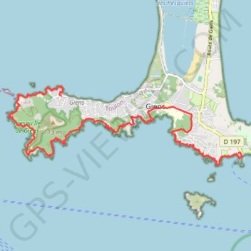 Itinéraire Presqu'ile de giens (tour fondue), distance, dénivelé, altitude, carte, profil, trace GPS