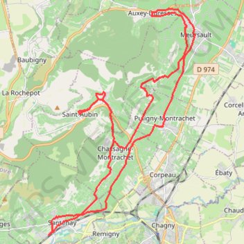 Itinéraire De Santenay à Meursault, distance, dénivelé, altitude, carte, profil, trace GPS