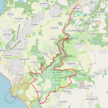 Itinéraire Circuit du Loch - Guidel, distance, dénivelé, altitude, carte, profil, trace GPS