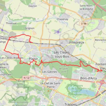 Itinéraire De Bois d'Arcy à la vallée de la Mau, distance, dénivelé, altitude, carte, profil, trace GPS
