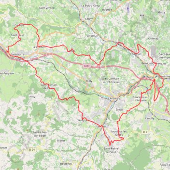 Itinéraire 2.1 Entre Brevenne et Turdine, distance, dénivelé, altitude, carte, profil, trace GPS
