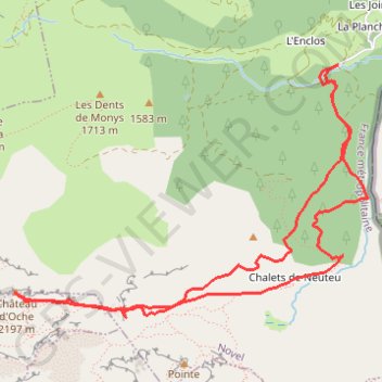 Itinéraire Roc du Château d'Oche, distance, dénivelé, altitude, carte, profil, trace GPS
