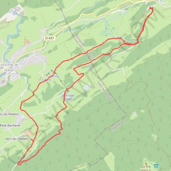 Itinéraire Raquettes Foncine-le-Haut belvédère de la Roche Chatelblanc, distance, dénivelé, altitude, carte, profil, trace GPS
