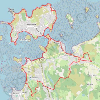 Itinéraire 2023-03-20 Trébeurden- île Grande 17 km-16372107, distance, dénivelé, altitude, carte, profil, trace GPS