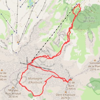 Itinéraire Pic de Bure par les Combes Ratin, Aurouze et Mai (Dévoluy), distance, dénivelé, altitude, carte, profil, trace GPS