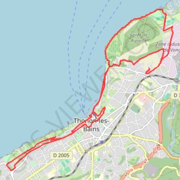 Itinéraire Thonon-les-Bains Course, distance, dénivelé, altitude, carte, profil, trace GPS