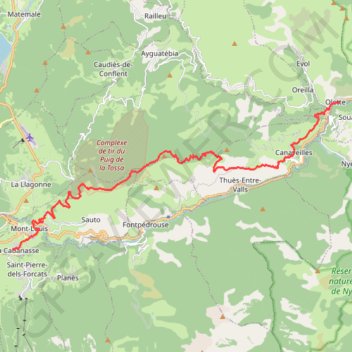 Itinéraire Descente du Petit Train Jaune, distance, dénivelé, altitude, carte, profil, trace GPS