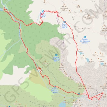 Itinéraire Mont Valier depuis le pla de la Lau, distance, dénivelé, altitude, carte, profil, trace GPS