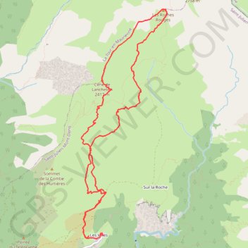 Itinéraire Cime de Lancheton et Roches rouges, distance, dénivelé, altitude, carte, profil, trace GPS
