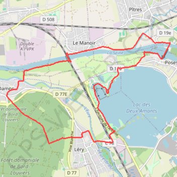 Itinéraire Randonnée Poses par le Manoir, distance, dénivelé, altitude, carte, profil, trace GPS