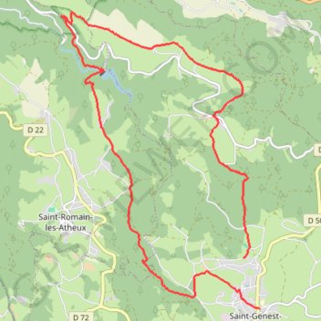 Itinéraire Boucle Saint-Genest - Barrage du Cotatay, distance, dénivelé, altitude, carte, profil, trace GPS