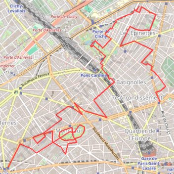 Itinéraire Paris - des Batignolles à la plaine Monceau, distance, dénivelé, altitude, carte, profil, trace GPS