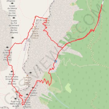 Itinéraire Col des 2 Soeurs Pas de l'Oeille, distance, dénivelé, altitude, carte, profil, trace GPS
