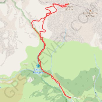 Itinéraire Arbizon, distance, dénivelé, altitude, carte, profil, trace GPS