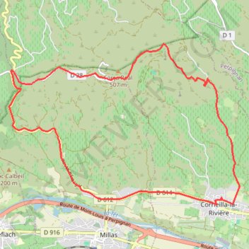 Itinéraire Forca Real - Corneilla la Riviere, distance, dénivelé, altitude, carte, profil, trace GPS