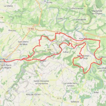 Itinéraire Condé-sur-Noireau - Pont-d'Ouilly, distance, dénivelé, altitude, carte, profil, trace GPS
