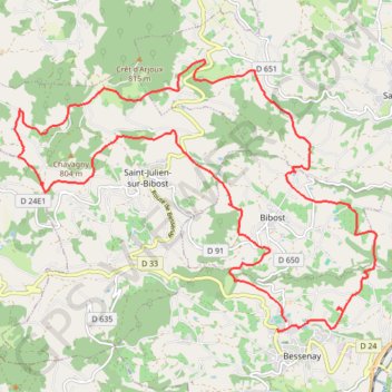 Itinéraire Bessenay (rhône), distance, dénivelé, altitude, carte, profil, trace GPS