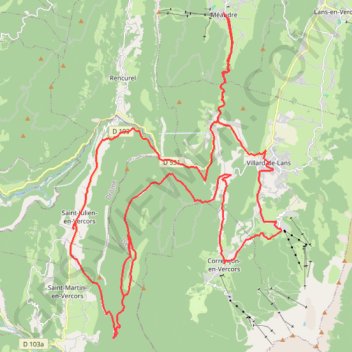Itinéraire Herbouilly-Correncon-Meaudre-Herbouilly, distance, dénivelé, altitude, carte, profil, trace GPS