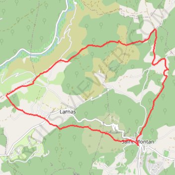 Itinéraire Larnas, distance, dénivelé, altitude, carte, profil, trace GPS