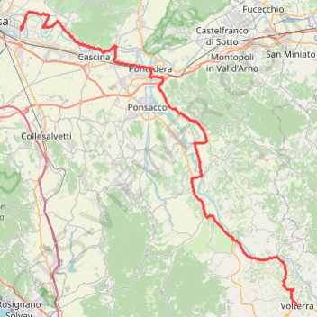Itinéraire Pise - Volterra en vèlo, distance, dénivelé, altitude, carte, profil, trace GPS