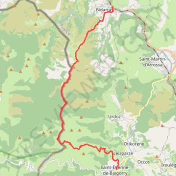 Itinéraire De Bidarray à Saint-Étienne-de-Baïgorry, distance, dénivelé, altitude, carte, profil, trace GPS