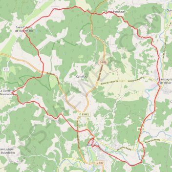 Itinéraire Brantome 33 kms, distance, dénivelé, altitude, carte, profil, trace GPS