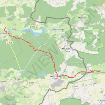 Itinéraire LIESSIES CAMP NATURIA, distance, dénivelé, altitude, carte, profil, trace GPS