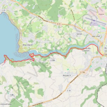 Itinéraire Lannion locquémeau, distance, dénivelé, altitude, carte, profil, trace GPS