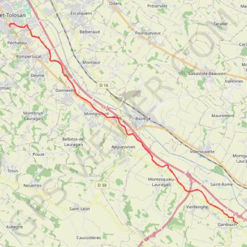 Itinéraire Castanet Gardouch, distance, dénivelé, altitude, carte, profil, trace GPS
