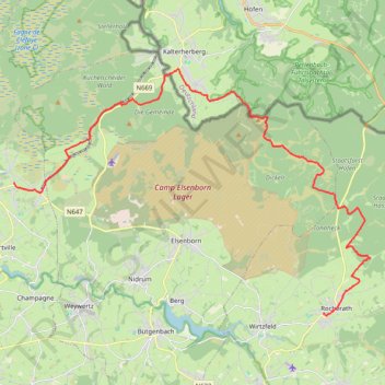 Itinéraire Rocherath - Roche de Bieley - Sourbrodt, distance, dénivelé, altitude, carte, profil, trace GPS