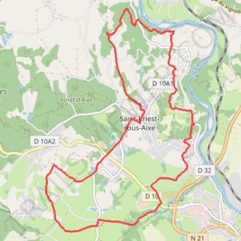 Itinéraire St Priest sous Aixe, distance, dénivelé, altitude, carte, profil, trace GPS