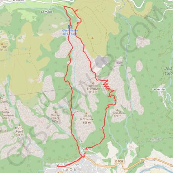 Itinéraire Haut Languedoc - Gorges de Colombières, distance, dénivelé, altitude, carte, profil, trace GPS