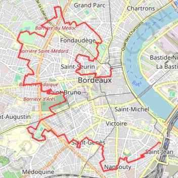Itinéraire Bordeaux, distance, dénivelé, altitude, carte, profil, trace GPS