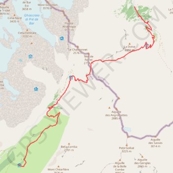 Itinéraire TMB-j6, du refuge Bonatti à La Fouly, distance, dénivelé, altitude, carte, profil, trace GPS