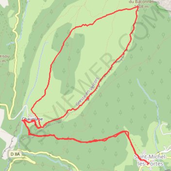Itinéraire Rocher du Baconnet par le pas du facteur (Vercors), distance, dénivelé, altitude, carte, profil, trace GPS
