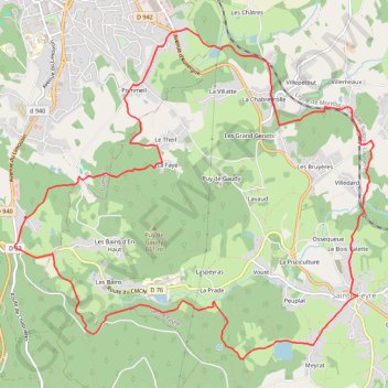 Itinéraire Monts de Guéret - Sainte-Feyre, distance, dénivelé, altitude, carte, profil, trace GPS