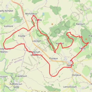 Itinéraire La butte du Haut du Mont - Delme, distance, dénivelé, altitude, carte, profil, trace GPS