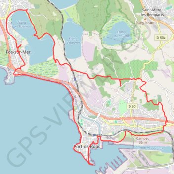 Itinéraire Fos-Port-de-Bouc, distance, dénivelé, altitude, carte, profil, trace GPS