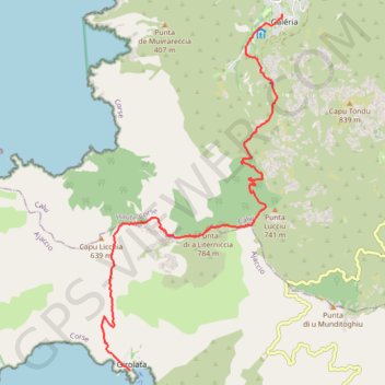 Itinéraire Mare e Monti - De Galéria à Girolata, distance, dénivelé, altitude, carte, profil, trace GPS