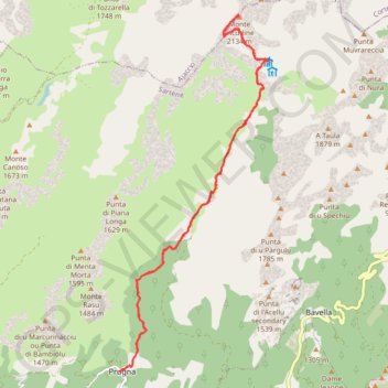 Itinéraire Monte Incudine, 2134m, distance, dénivelé, altitude, carte, profil, trace GPS