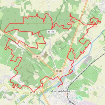 Itinéraire Montreuil - Bellay, distance, dénivelé, altitude, carte, profil, trace GPS