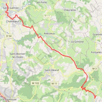 Itinéraire Saint-Galmier sorbiers, distance, dénivelé, altitude, carte, profil, trace GPS