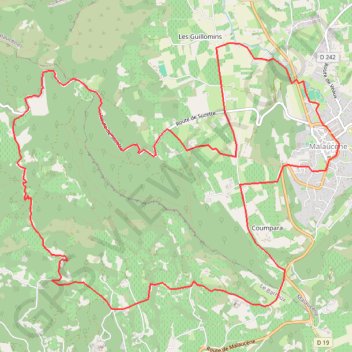 Itinéraire bleu rouge malaucene, distance, dénivelé, altitude, carte, profil, trace GPS
