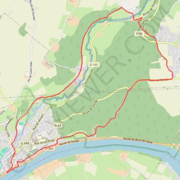 Itinéraire Duclair, distance, dénivelé, altitude, carte, profil, trace GPS